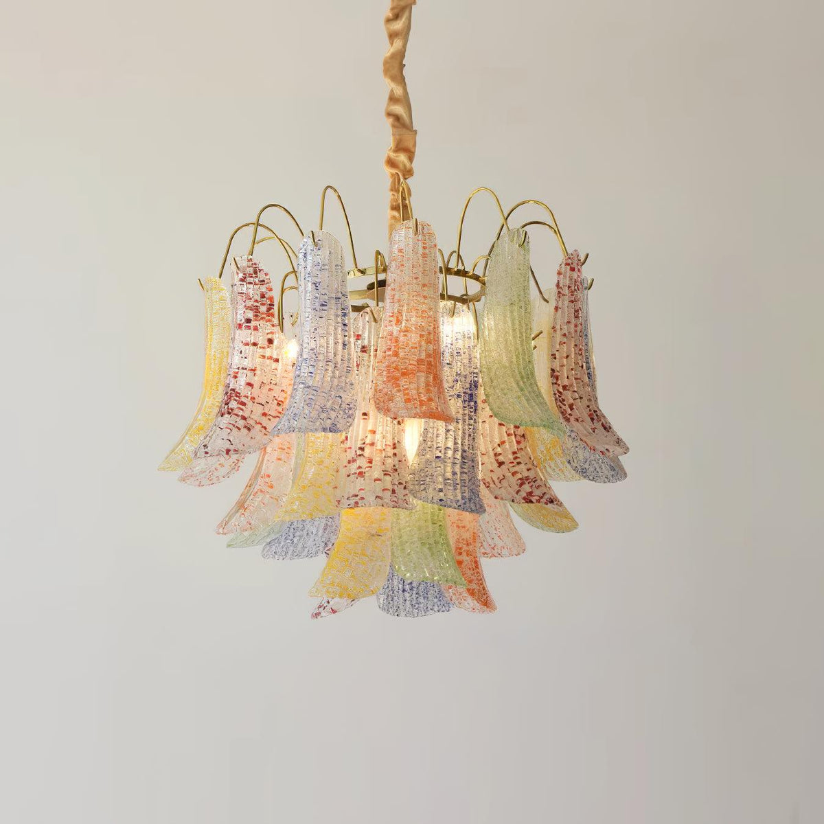 Chandelier Glass Petals Metal Frame Colorful Artistic Ambience-Neutral Decor