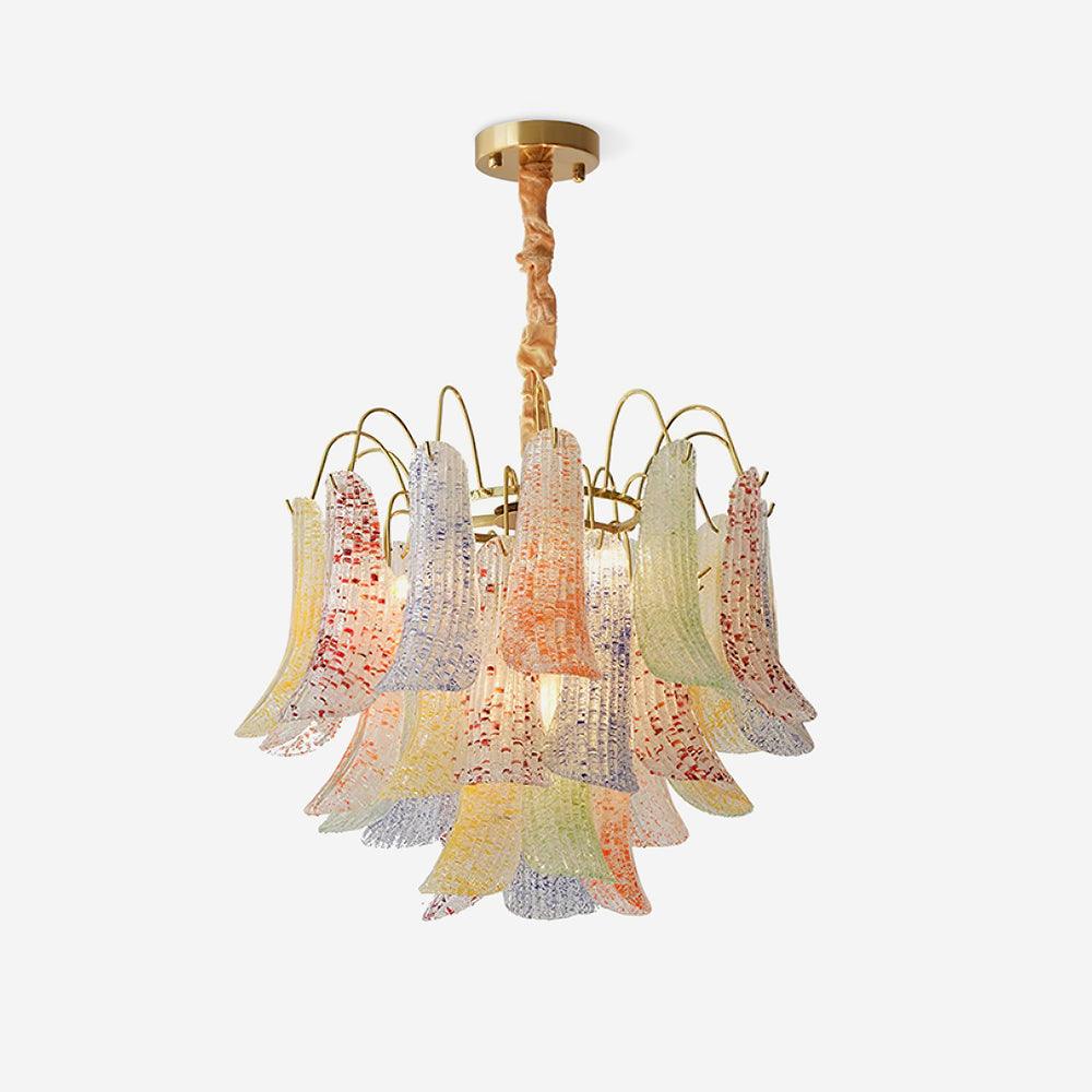Chandelier Glass Petals Metal Frame Colorful Artistic Ambience-Neutral Decor