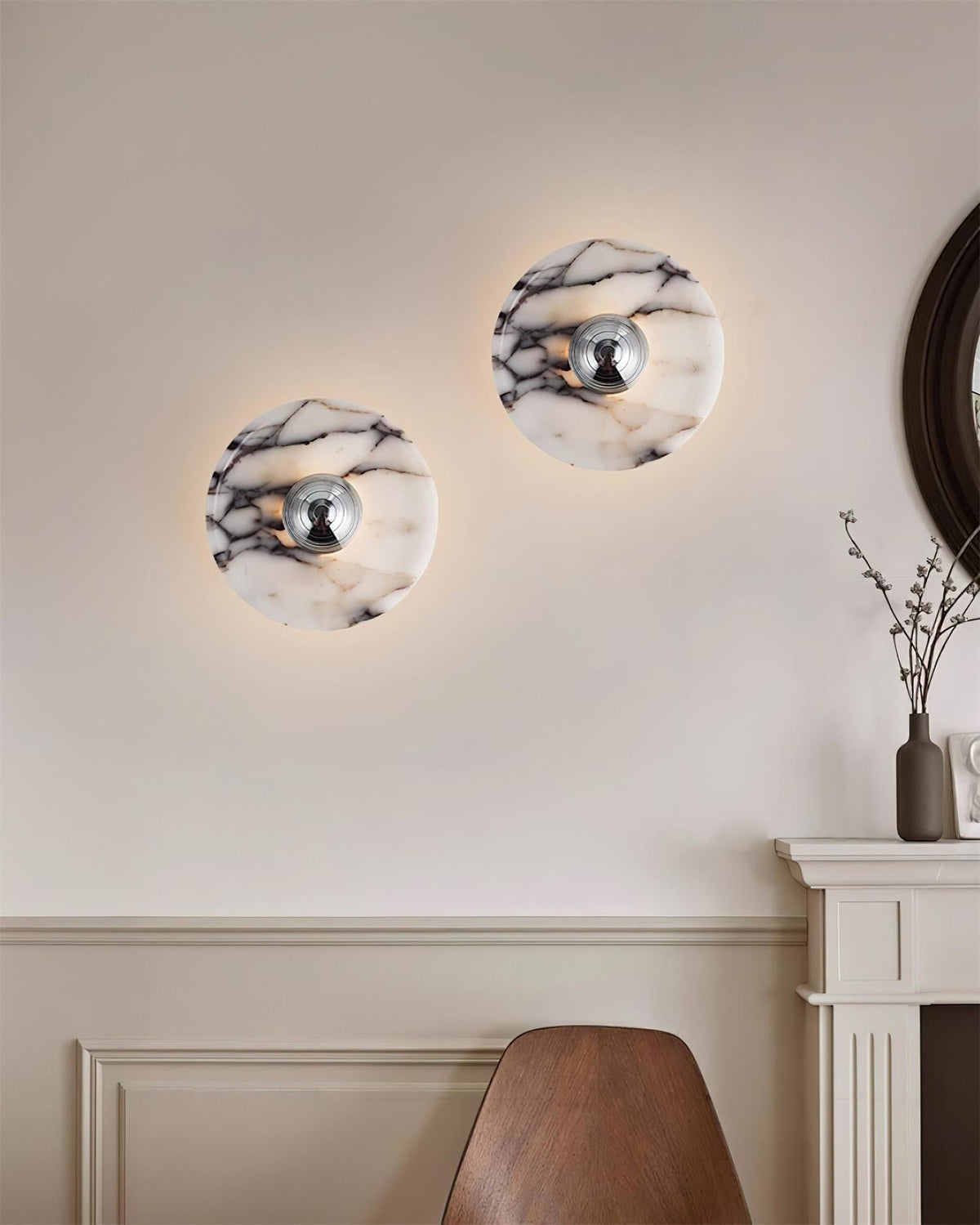 Wall Lamp Marble Disc LED Modern Light Fixture Multiple Colors-Neutral Decor