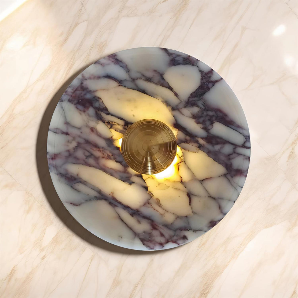 Wall Lamp Marble Disc LED Modern Light Fixture Multiple Colors-Neutral Decor