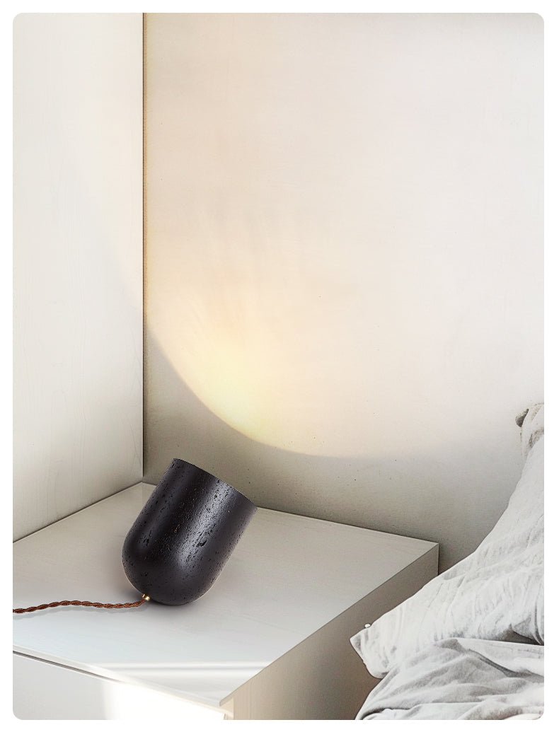 Lumi Lampe de Table de Table Minimaliste Travertin Noir