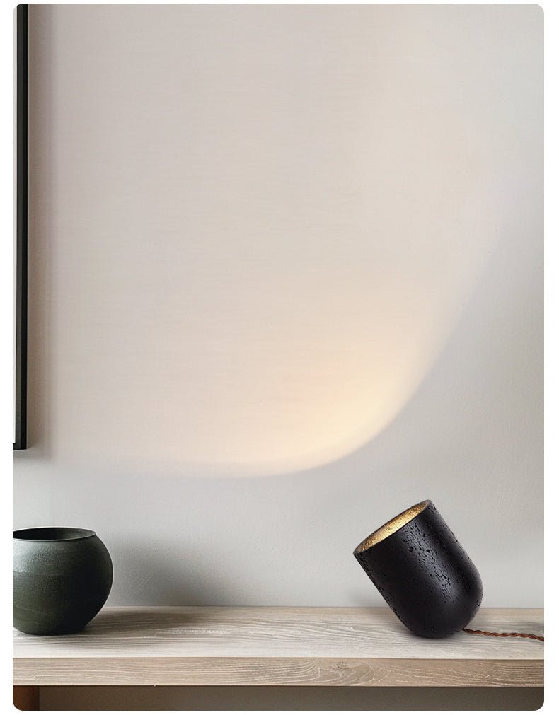 Lumi Lampe de Table de Table Minimaliste Travertin Noir