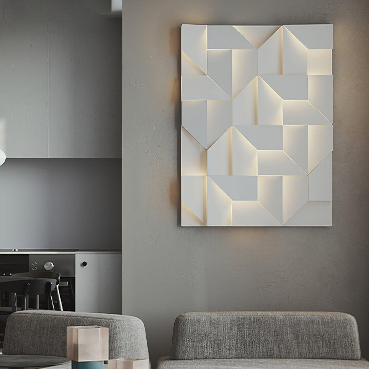 Wall Lamp 3D Geometric Panels Layered Light Art Remote Dimming Modern-Neutral Decor