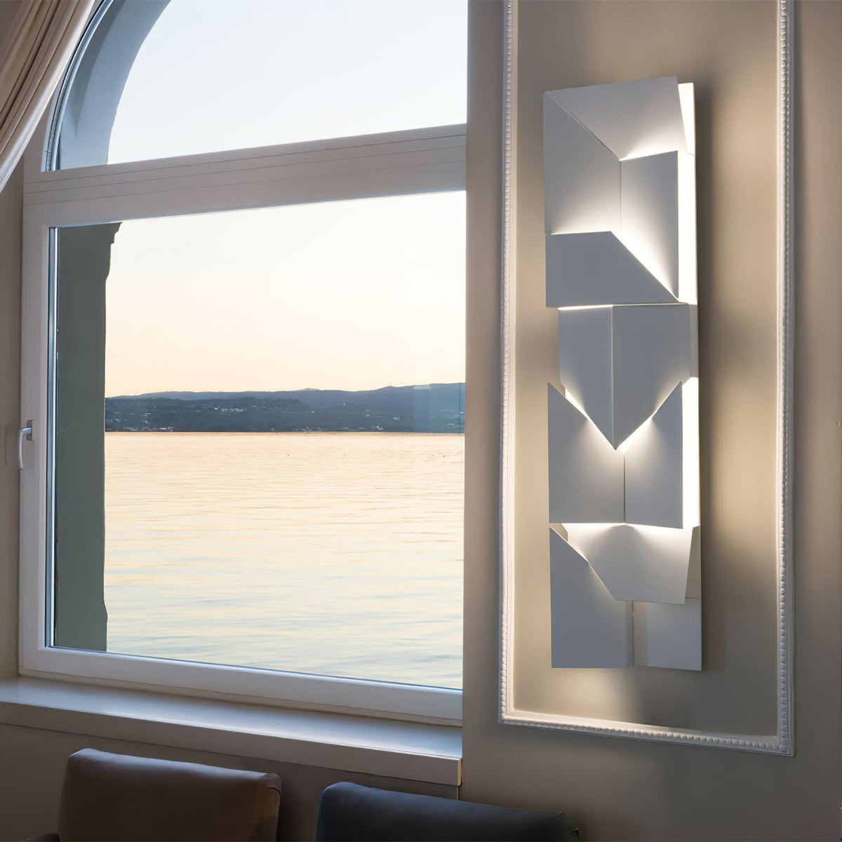 Wall Lamp 3D Geometric Panels Layered Light Art Remote Dimming Modern-Neutral Decor