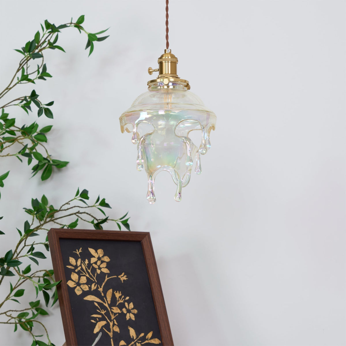 Pendant Lamp Iridescent Water Drop Shade Artistic Glow Contemporary-Neutral Decor