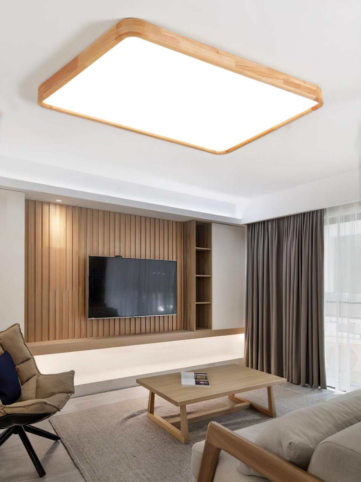 Keveny Lumière Plafonnière Géométrique en Bois LED-Cielum
