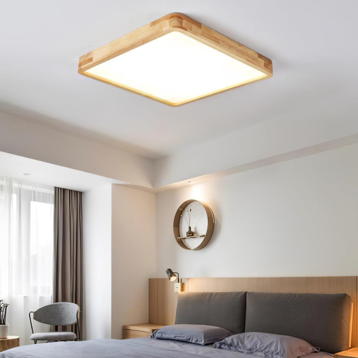 Keveny Lumière Plafonnière Géométrique en Bois LED-Cielum