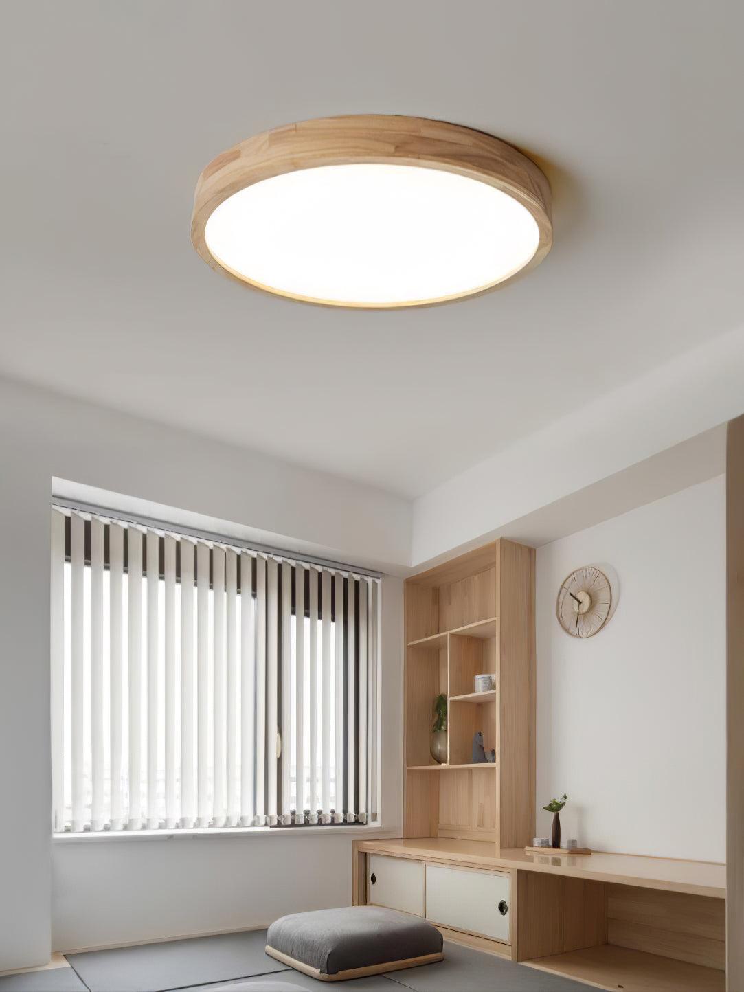 Keveny Lumière Plafonnière Géométrique en Bois LED-Cielum