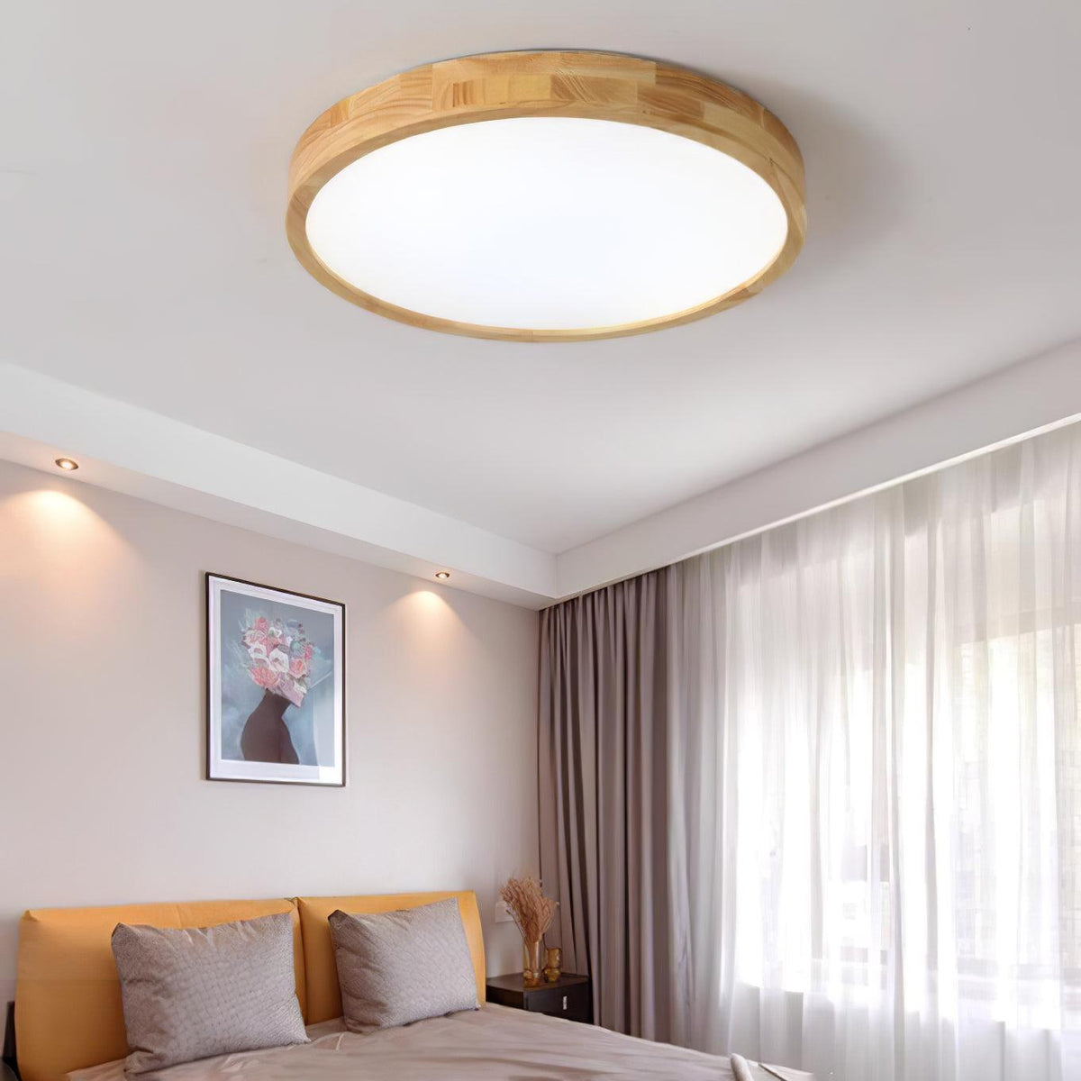 Keveny Lumière Plafonnière Géométrique en Bois LED-Cielum