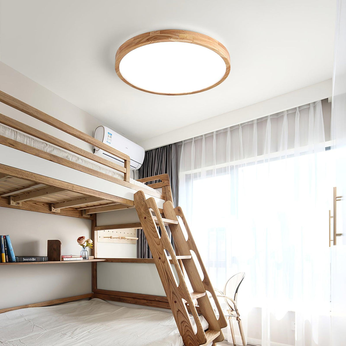 Keveny Lumière Plafonnière Géométrique en Bois LED-Cielum