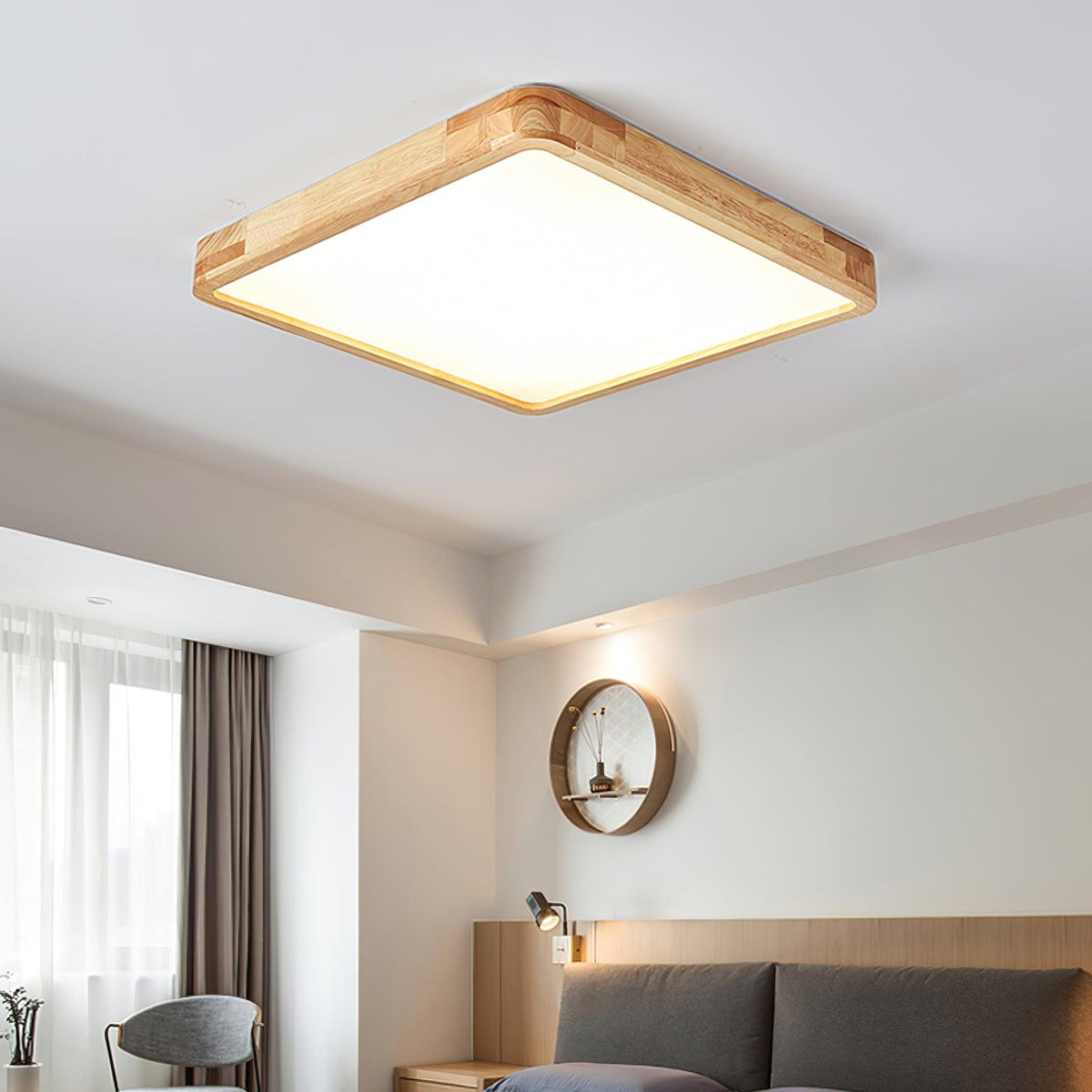 Keveny Lumière Plafonnière Géométrique en Bois LED-Cielum