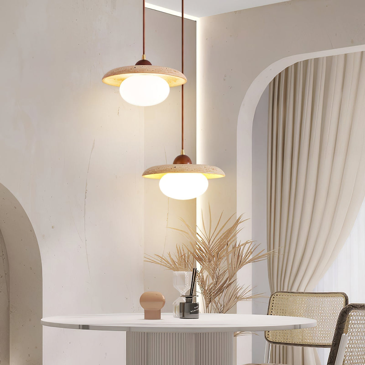 Ritta Travertine Pendant Light Six Style-Neutral Decor
