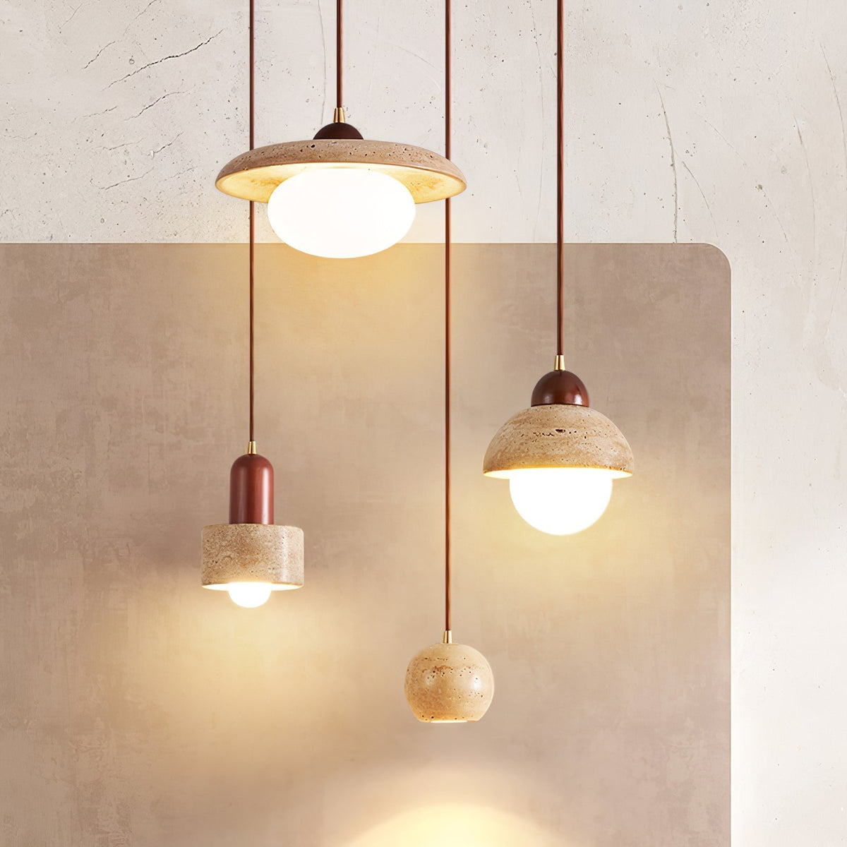 Ritta Travertine Pendant Light Six Style-Neutral Decor