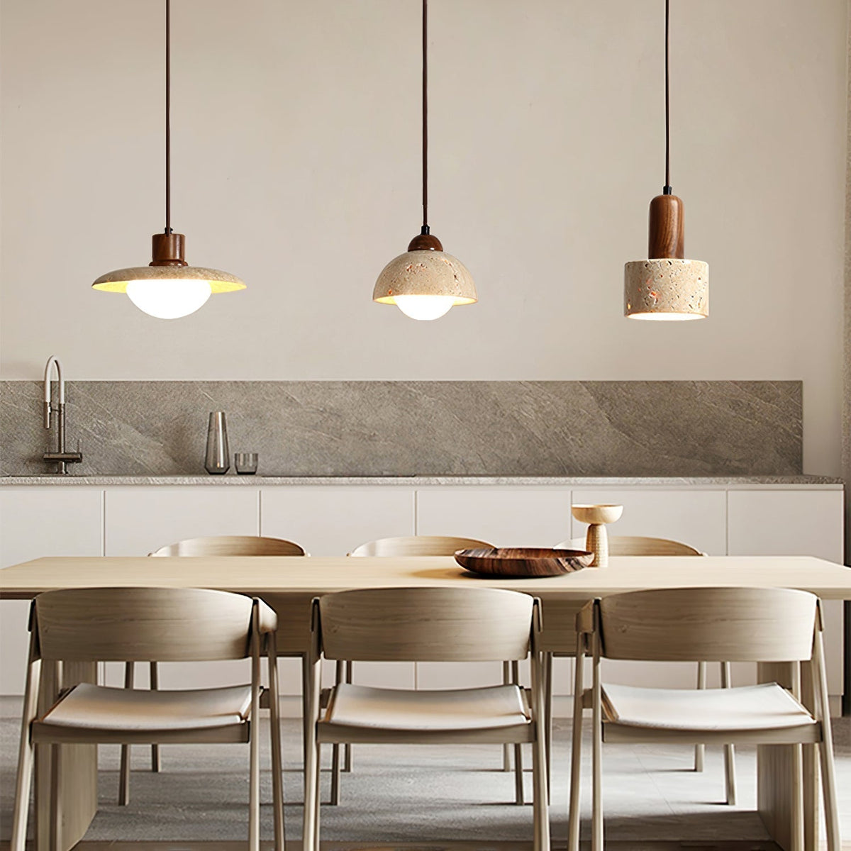 Ritta Travertine Pendant Light Six Style-Neutral Decor