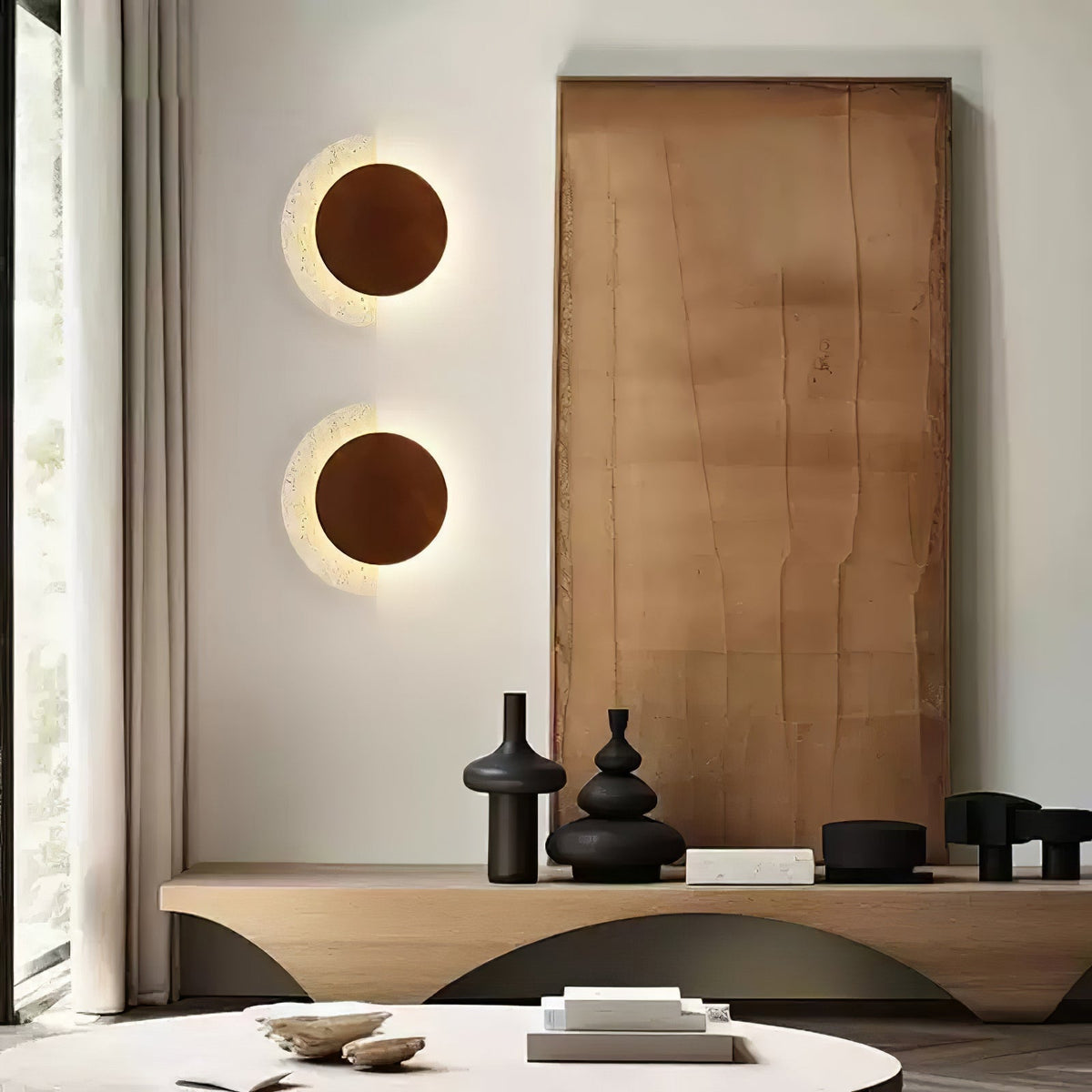 Sirixe Applique Murale Demi-Lune en Travertin-Cielum
