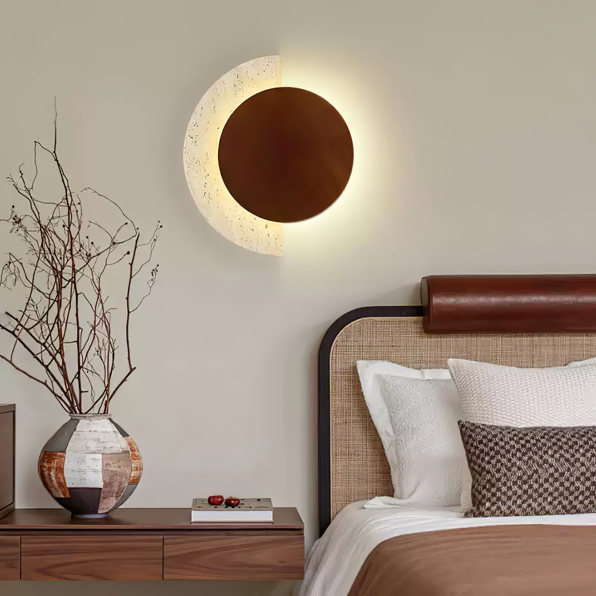 Sirixe Applique Murale Demi-Lune en Travertin-Cielum