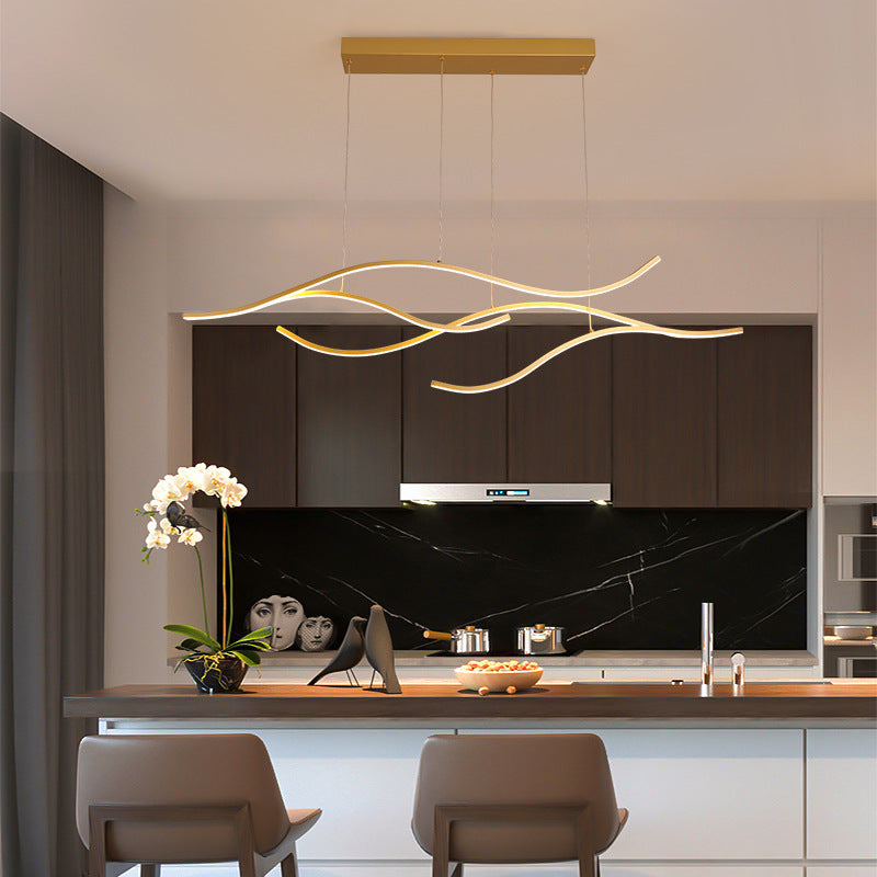 Tiroven Luminaires Suspension linéaire. LED Noir/Or. Salon-Cielum