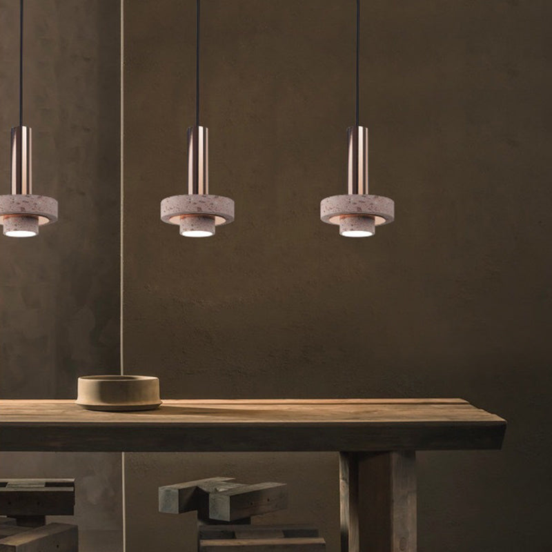 Evoxa Suspension Cylindre Moderne Métal/Pierre Salle à Manger-Cielum