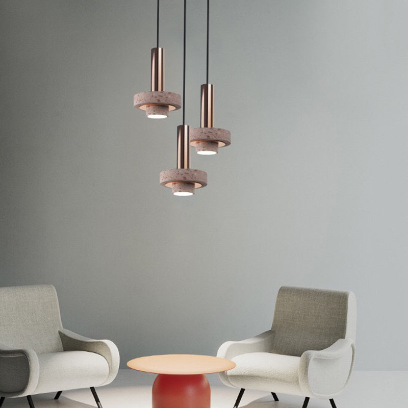 Evoxa Suspension Cylindre Moderne Métal/Pierre Salle à Manger-Cielum