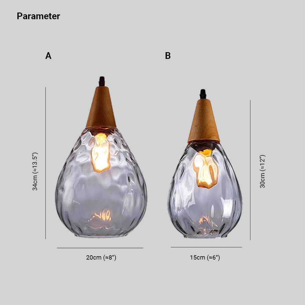 Salen Vintage LED Suspension Ambre Verre Bois Chambre à coucher-Cielum